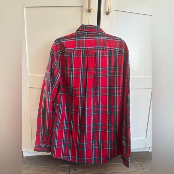 Vineyard Vines Men's Winterberry Red Plaid Shirt Medium Preppy Holiday Cotton